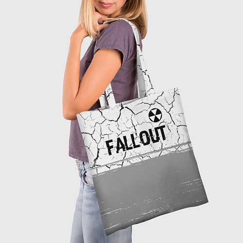 Сумка-шоппер Fallout glitch на светлом фоне: символ сверху / 3D-принт – фото 3