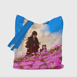 Сумка-шопер Девушка самурай и сиба ину, цвет: 3D-принт