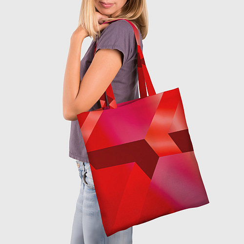 Сумка-шоппер Красная геометрия / 3D-принт – фото 3