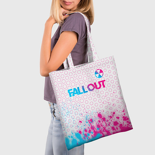 Сумка-шоппер Fallout neon gradient style: символ сверху / 3D-принт – фото 3