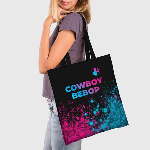 Сумка-шоппер Cowboy Bebop - neon gradient: символ сверху / 3D-принт – фото 3