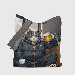 Сумка-шопер Толстый кот со стаканом пива, цвет: 3D-принт