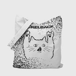 Сумка-шопер Nickelback рок кот на светлом фоне, цвет: 3D-принт