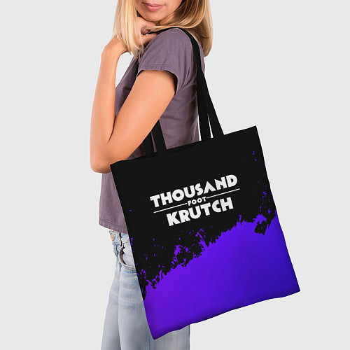 Сумка-шоппер Thousand Foot Krutch purple grunge / 3D-принт – фото 3