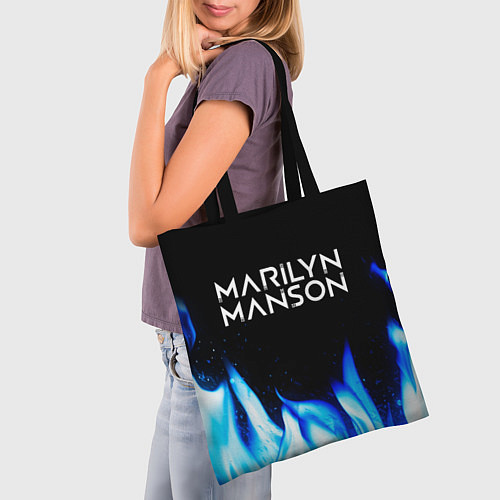 Сумка-шоппер Marilyn Manson blue fire / 3D-принт – фото 3