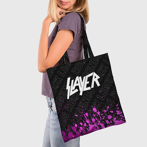 Сумка-шоппер Slayer rock legends: символ сверху / 3D-принт – фото 3