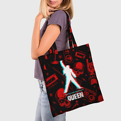 Сумка-шопер Queen rock glitch, цвет: 3D-принт — фото 2