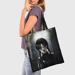 Сумка-шопер Аниме готическая девушка в темной комнате, цвет: 3D-принт — фото 2