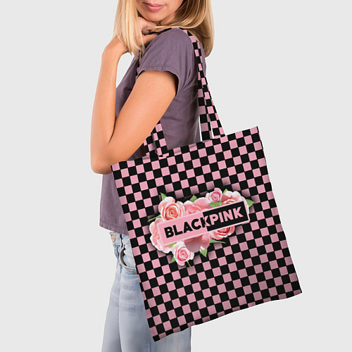 Сумка-шоппер Blackpink logo roses / 3D-принт – фото 3