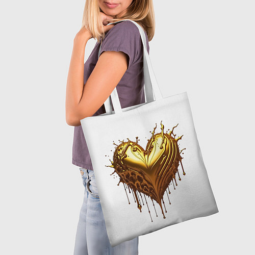 Сумка-шоппер Золотое сердце / 3D-принт – фото 3