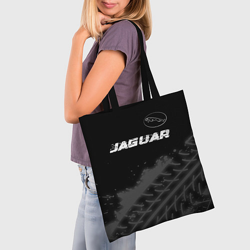 Сумка-шоппер Jaguar speed на темном фоне со следами шин: символ / 3D-принт – фото 3