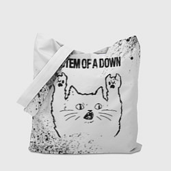 Сумка-шопер System of a Down рок кот на светлом фоне, цвет: 3D-принт