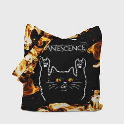 Сумка-шопер Evanescence рок кот и огонь, цвет: 3D-принт