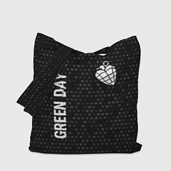 Сумка-шопер Green Day glitch на темном фоне: надпись, символ, цвет: 3D-принт