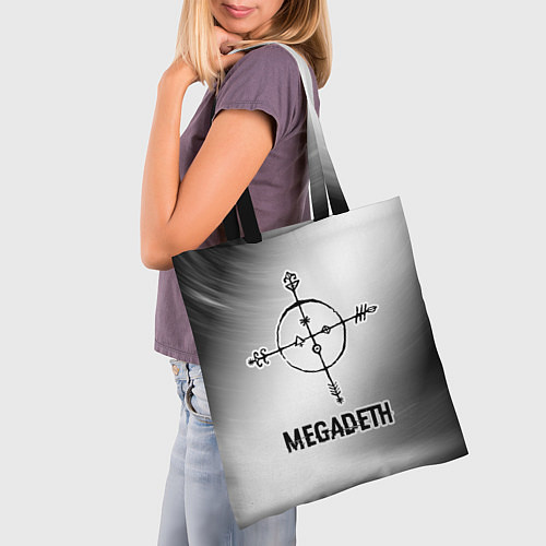 Сумка-шоппер Megadeth glitch на светлом фоне / 3D-принт – фото 3