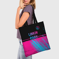 Сумка-шопер Linkin Park - neon gradient: символ сверху, цвет: 3D-принт — фото 2