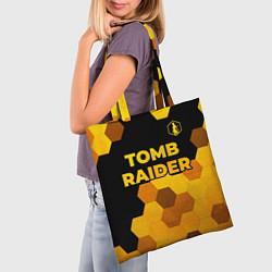 Сумка-шопер Tomb Raider - gold gradient: символ сверху, цвет: 3D-принт — фото 2