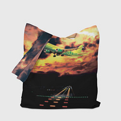Сумка-шопер Боинг 737 Суровый закат, цвет: 3D-принт