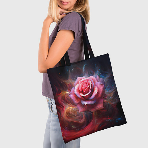 Сумка-шоппер Алая космическая роза - Нейросеть / 3D-принт – фото 3