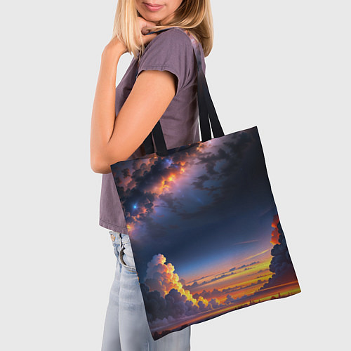 Сумка-шоппер Млечный путь и облака на закате / 3D-принт – фото 3