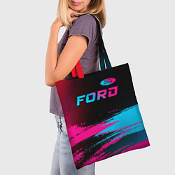 Сумка-шопер Ford - neon gradient: символ сверху, цвет: 3D-принт — фото 2