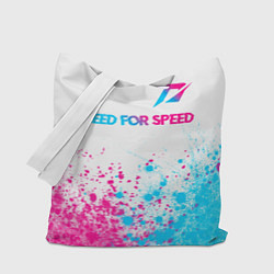 Сумка-шопер Need for Speed neon gradient style: символ сверху, цвет: 3D-принт