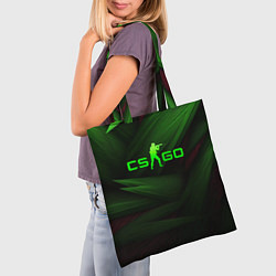 Сумка-шопер CS GO green logo, цвет: 3D-принт — фото 2