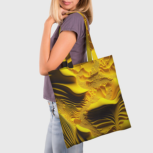 Сумка-шоппер Желтая объемная текстура / 3D-принт – фото 3