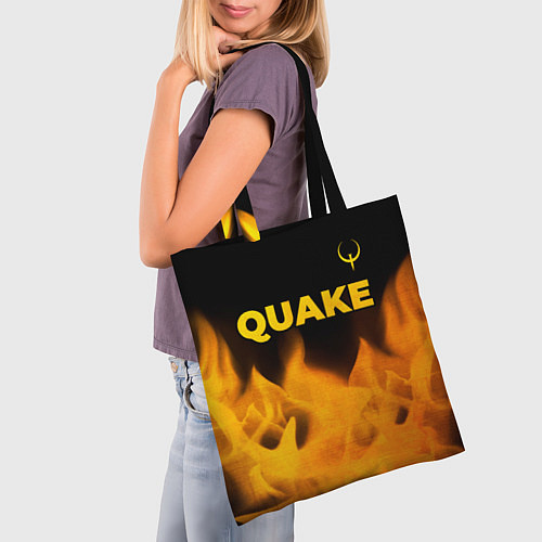Сумка-шоппер Quake - gold gradient: символ сверху / 3D-принт – фото 3