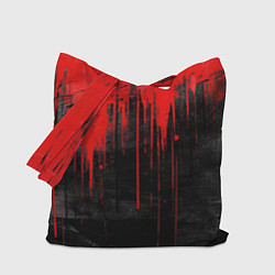 Сумка-шопер Красная краска на черном фоне, цвет: 3D-принт