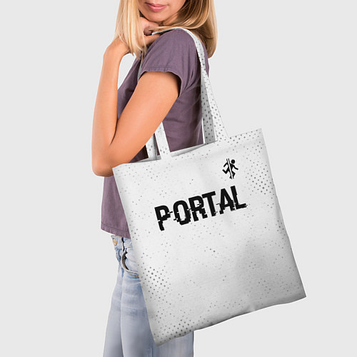 Сумка-шоппер Portal glitch на светлом фоне: символ сверху / 3D-принт – фото 3