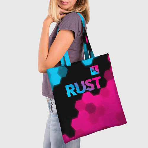 Сумка-шоппер Rust - neon gradient: символ сверху / 3D-принт – фото 3