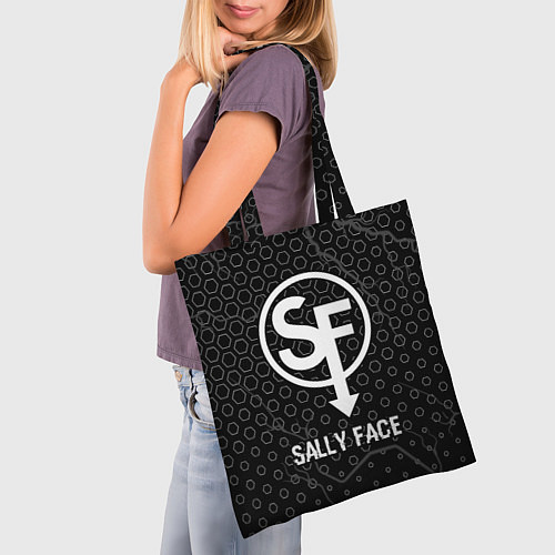 Сумка-шоппер Sally Face glitch на темном фоне / 3D-принт – фото 3