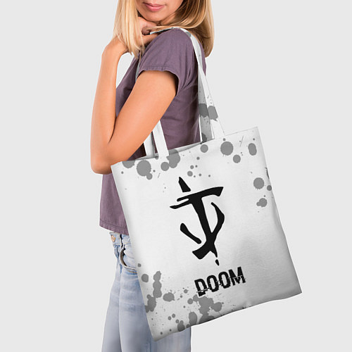 Сумка-шоппер Doom glitch на светлом фоне / 3D-принт – фото 3