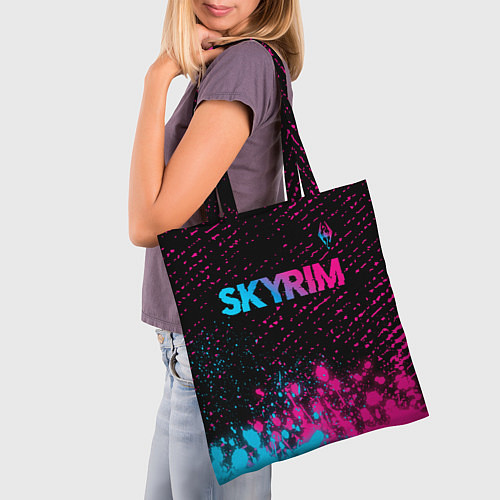 Сумка-шоппер Skyrim - neon gradient: символ сверху / 3D-принт – фото 3