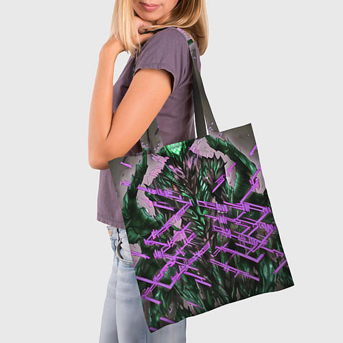 Сумка-шоппер Фиолетовый элементаль киберпанк / 3D-принт – фото 3