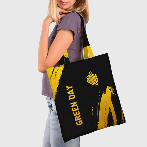 Сумка-шоппер Green Day - gold gradient: надпись, символ / 3D-принт – фото 3