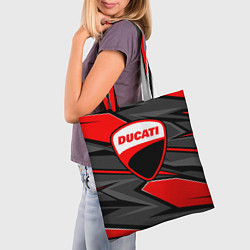 Сумка-шопер Ducati - red stripes, цвет: 3D-принт — фото 2
