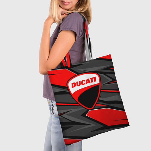 Сумка-шоппер Ducati - red stripes / 3D-принт – фото 3