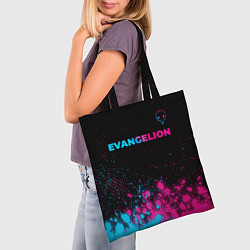 Сумка-шопер Evangelion - neon gradient: символ сверху, цвет: 3D-принт — фото 2