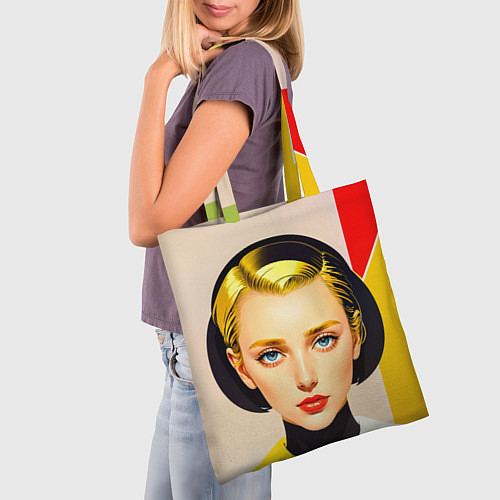 Сумка-шоппер Девушка с жёлтыми волосами конструктивизм / 3D-принт – фото 3