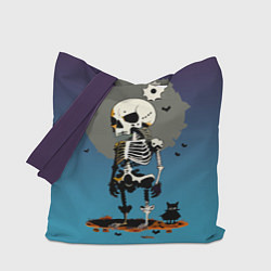 Сумка-шопер Funny skeleton - neural network - halloween, цвет: 3D-принт