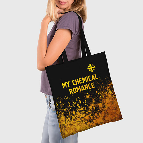 Сумка-шоппер My Chemical Romance - gold gradient: символ сверху / 3D-принт – фото 3