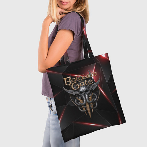 Сумка-шоппер Baldurs Gate 3 logo black red / 3D-принт – фото 3