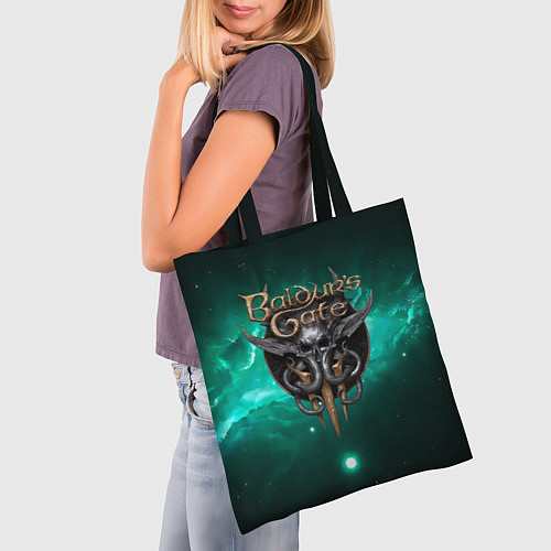 Сумка-шоппер Baldurs Gate 3 logo green / 3D-принт – фото 3