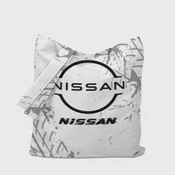 Сумка-шопер Nissan speed на светлом фоне со следами шин, цвет: 3D-принт