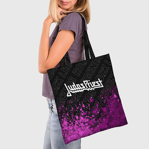Сумка-шоппер Judas Priest rock legends: символ сверху / 3D-принт – фото 3