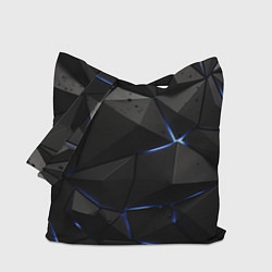 Сумка-шопер Черные плиты с синим свечением, цвет: 3D-принт