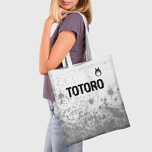 Сумка-шоппер Totoro glitch на светлом фоне: символ сверху / 3D-принт – фото 3