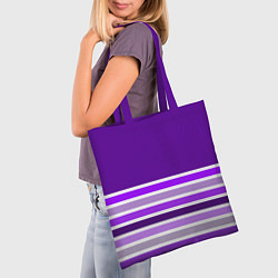 Сумка-шопер Строгий фиолетовый полосатый, цвет: 3D-принт — фото 2